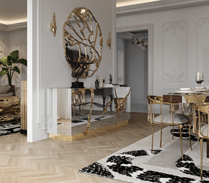 Credenza personalizzata di grandi dimensioni in acciaio inossidabile <span class=keywords><strong>a</strong></span> base dorata armadio con finitura <span class=keywords><strong>a</strong></span> <span class=keywords><strong>specchio</strong></span> argento 2 ante di petto per la casa Hotel - Product Image 4