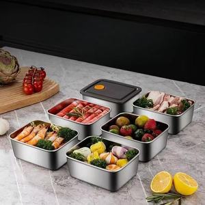 Stainless Steel Food Storage Containers Rectangle Clip-On Lid Bento <b>Box</b> For Travel Meal Prep - Product Image 1