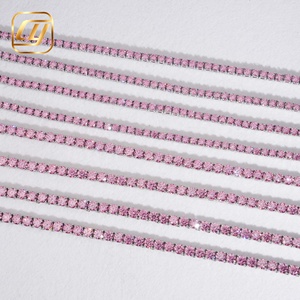 Collar de cadena tipo tenis de plata S925 de alta calidad con moissanita rosa, delicado collar choker completo de moissanita rosa para joyería de boda. - Product Image 5