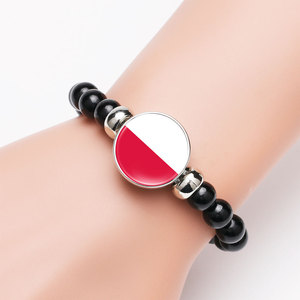 Bracelet élastique noir avec drapeau français, perles et cristaux, souvenir de <span class=keywords><strong>voyage</strong></span> patriotique, avec bouton-pression de remplacement - Product Image 3