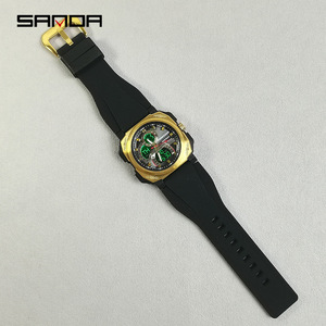 Sanda Neues Modell Digitale Herren uhr LED-<span class=keywords><strong>Display</strong></span> Quarz Analoges Silikon armband Elektronik uhren Wasserdichte Leucht uhr - Product Image 6