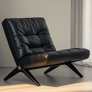 Silla decorativa de cuero estilo <span class=keywords><strong>Barcelona</strong></span> con marco cromado - Product Image 3