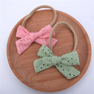 Accessoires de cheveux brodé en Nylon <span class=keywords><strong>pour</strong></span> bébés filles, serre-têtes, avec nœud en dentelle, œillets douces et fins, nouvelle collection - Product Image 2