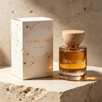 Flacon de parfum en verre dépoli personnalisé à faible MOQ avec logo, 30ml 50ml 100ml, flacon pulvérisateur vide avec couvercle en bois et boîte de présentation