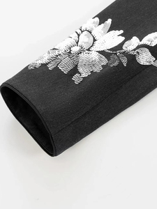 Conjunto de vestido bordado floral de lentejuelas negras de lujo, vestido de dos piezas elegante brillante para Gala/fiesta 2025 nuevo diseño de la Tz-2 - Product Image 4