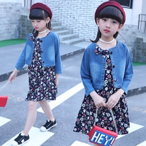 Ensembles de vêtements pour bébés filles SE3199, robes en coton à fleurs pour enfants, veste en jean, vêtements pour enfants en gros, robes - Product Image 6