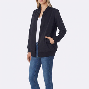 Trendy Women Bomber Jacket In Solid Color With Classic Collar And Comfortable Design Women Bomber Jacket - Product Image 1