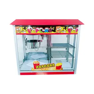 Hot sale Commercial red popcorn machine big popcorn maker machine with warming showcase