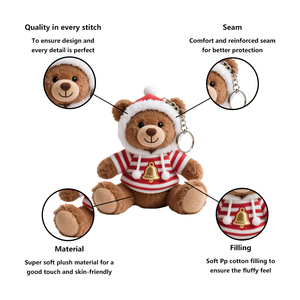 Thời Trang Giáng Sinh Phong Cách Nhồi Bông Mềm Thu Nhỏ Gấu Móc Chìa Khóa 10Cm Gấu Bông Mặt Dây Chuyền Sang Trọng Mềm <span class=keywords><strong>Mini</strong></span> Đồ Chơi - Product Image 4