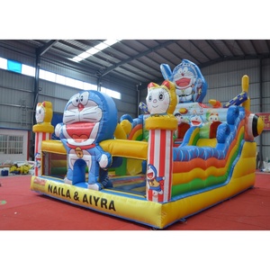 Bolsa de almacenamiento de PVC <span class=keywords><strong>Doraemon</strong></span>, combo de parque temático inflable pequeño con <span class=keywords><strong>casa</strong></span> de rebote y Tobogán, Castillo de salto hinchable, Dolly - Product Image 3