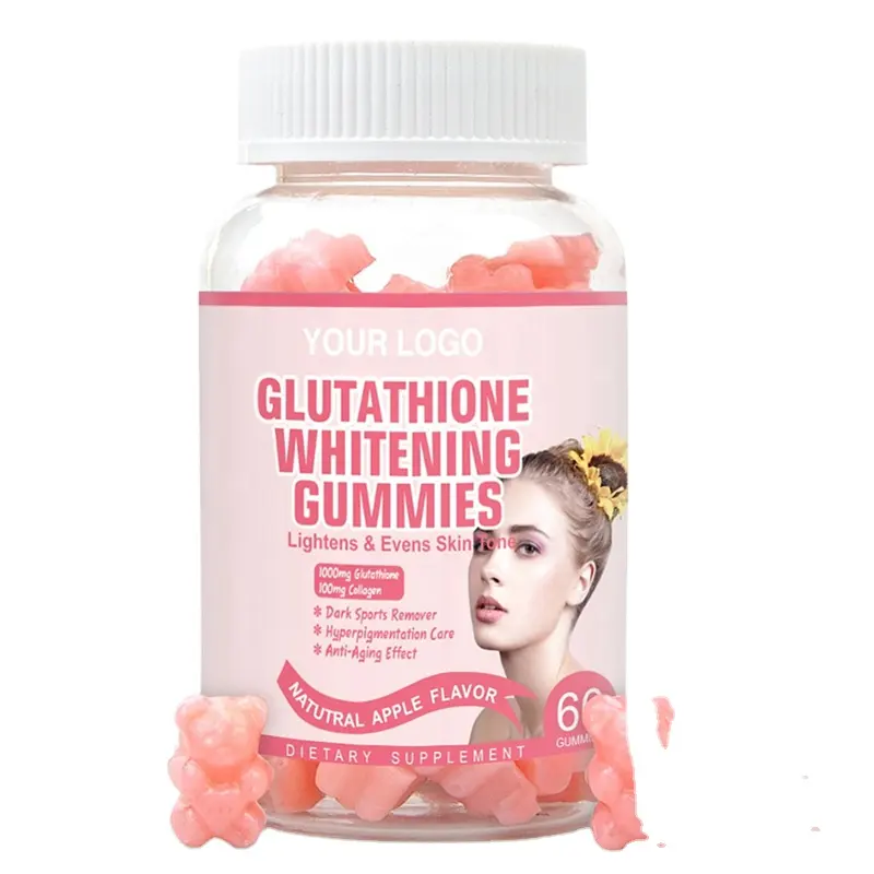 أفضل مجموعة RTS MOQ 100 زجاجة من الكولاجين المتوهج لتبييض البشرة L-glutathione gummies biotin gummies جيد لشعر بشرة الأظافر