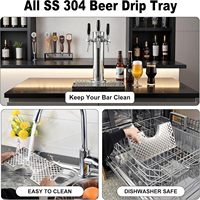 Kegerator à 3 robinets réglables avec bac de récupération de bière en acier inoxydable, tour de distribution préinstallée et pièces de kegerator pour brassage maison