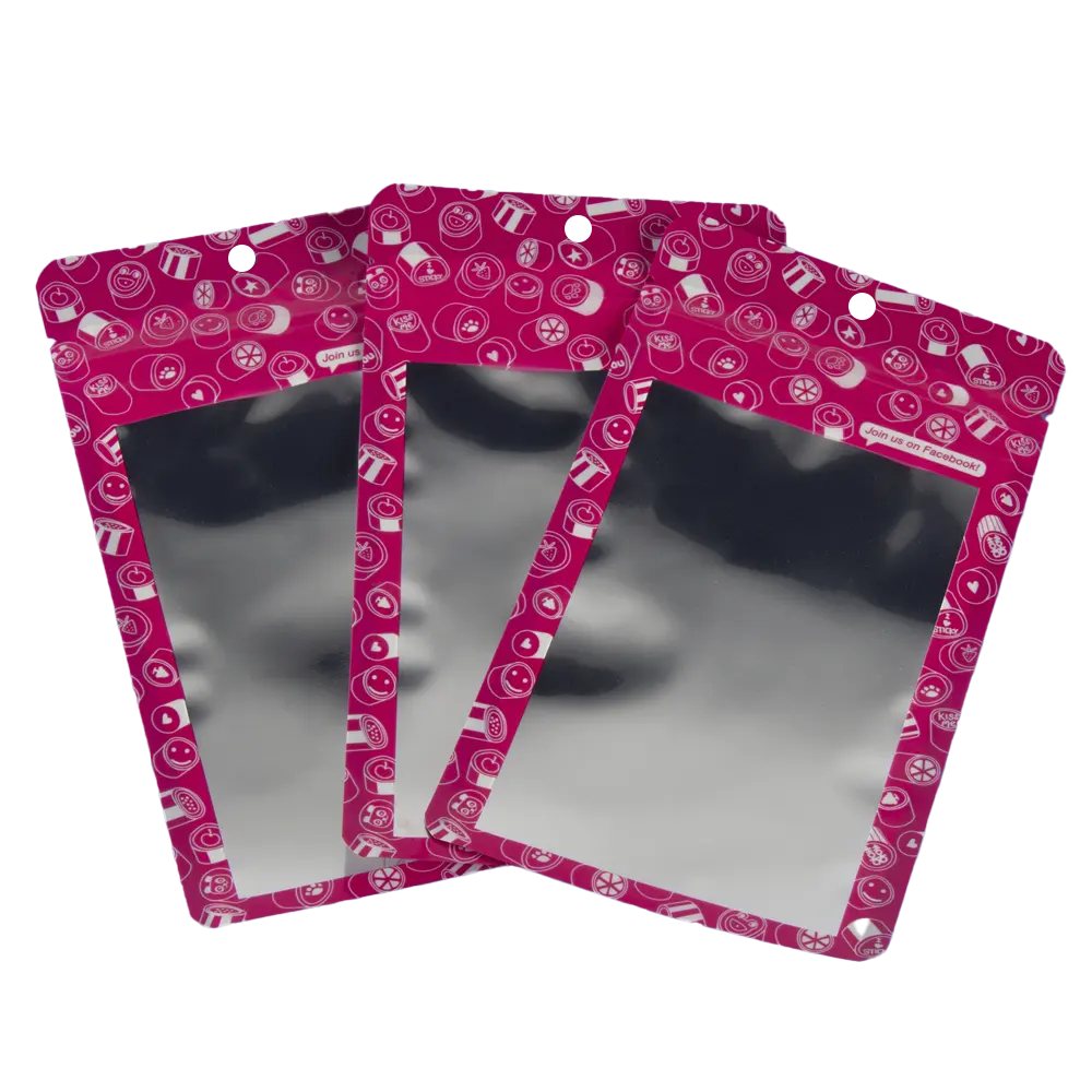 Diseño personalizado, bolsas de embalaje selladas de tres lados con frente transparente para caramelos duros de goma