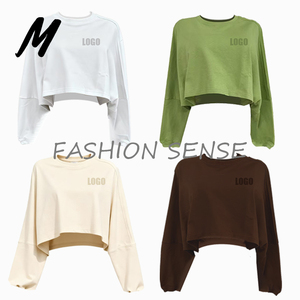Sweat-<span class=keywords><strong>shirt</strong></span> personnalisé à capuche, pull-over streetwear, broderie logo, col rond, sweat-<span class=keywords><strong>shirt</strong></span> court pour le yoga, la gym, l'entraînement, pour femmes - Product Image 5