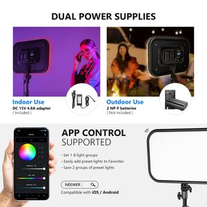Panneau <span class=keywords><strong>LED</strong></span> dimmable 60W 2500K-8500K <span class=keywords><strong>Neewer</strong></span> 18,3 pouces, panneau lumineux vidéo <span class=keywords><strong>LED</strong></span> RVB avec contrôle par application, kit de support, 2 packs - Product Image 5