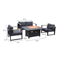 Table de foyer rectangulaire en aluminium pour jardin, pièces, table de feu en propane, moderne et carrée