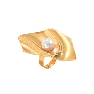 Geometric Pearl <b>Ring</b> <b>Open</b> Design For Women Everyday Wear Jewelry - Product Image 5