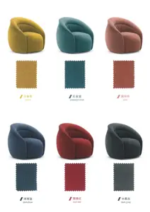 Style Elegant Red Linen Fabric Living Room Arm Chair Round Swivel Auto-rückkehr European Leisure Chair High Density Molding Foam