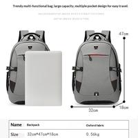 Sac à dos de voyage professionnel antivol en tissu Oxford imperméable, grande capacité, pour homme, avec logo et fermeture éclair, idéal pour les loisirs et le transport d'ordinateur portable - Vente en gros