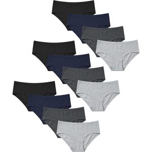 Lot de 12 culottes hipster en coton et élasthanne pour femme FOXA, taille mi-haute, sans couture - Product Image 1