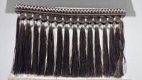 Tissu en dentelle à franges nouées noires pour ameublement, rideaux, bords de tapis, ruban de 25 m par rouleau, hauteur 20 cm