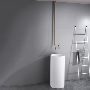 Phong Cách Châu Âu Brass Dọc Cột Lưu Vực Treo Trần Thả Nước Lạnh Và Nóng Vòi Nước Trần Treo Ống Bf453 - Product Image 2