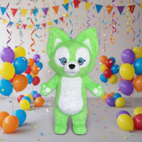 Vente en gros, promotion spéciale fêtes et vacances, costume de mascotte gonflable renard vert pour adulte, idéal pour les soirées et événements.