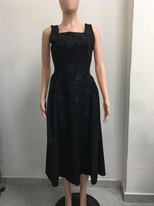 Vestido midi de jacquard floral con cuello cuadrado para mujer - Vestidos de cóctel sin mangas con corte en A a la moda - Product Image 4