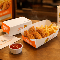 Emballage alimentaire personnalisé en papier de qualité alimentaire pour hot-dogs à emporter, frites, poulet, boîte à hamburgers, impression d'emballages pour la restauration rapide