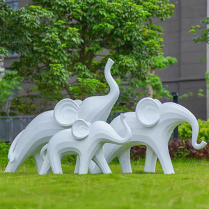 Kích thước lớn voi động vật hình học điêu khắc phim hoạt hình đồ chơi cho mẫu giáo công viên khu dân cư ngoài trời nhựa thủ công cỏ - Product Image 4