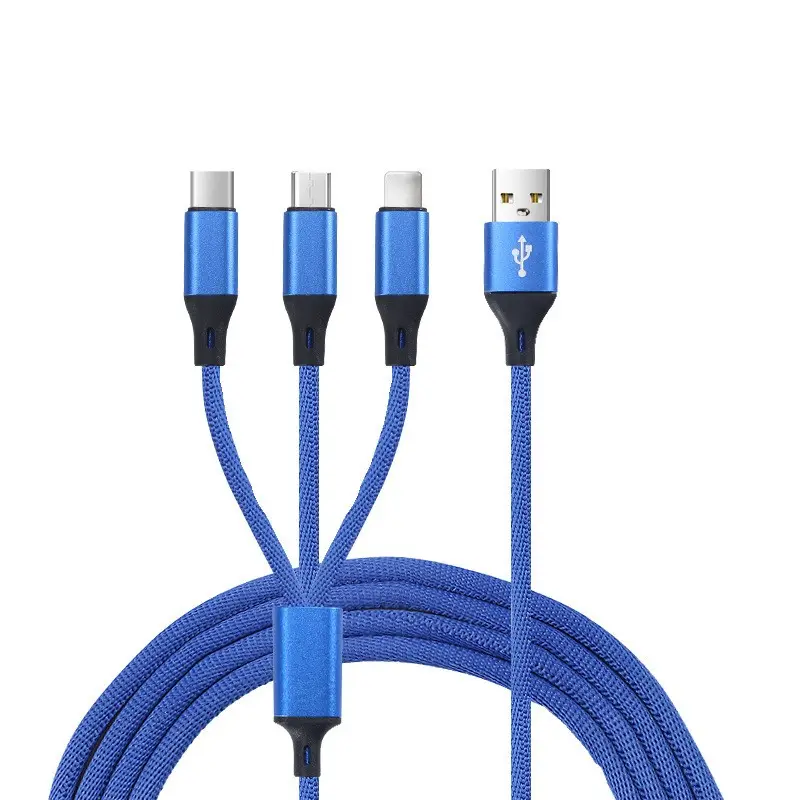 New Design Factory Price 3 in 1 USB Charging Cable Universal Multi Function 3 in 1 usb cable fast charging for iPhone, type-C