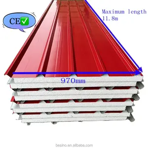 Chống cháy bánh sandwich panel lợp eps màu thép cách nhiệt eps đầy tường và mái nhà tấm bánh sandwich