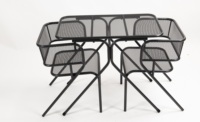 Mobilier d'extérieur 3 pièces Conversation Bistro Set Chaises et table en maille métallique, rectangulaire, acier noir