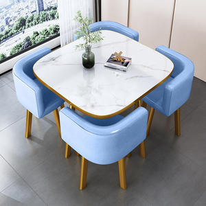 Table à manger contemporaine en bois massif multifonctionnelle pour la maison, l'hôtel, la <span class=keywords><strong>cuisine</strong></span>, le salon, avec 4 chaises - Product Image 5