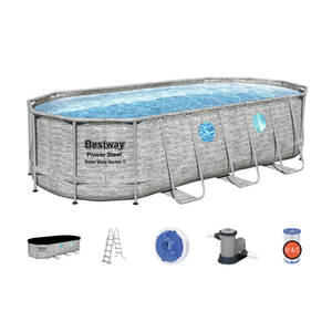 Bestway 56716 Piscinas Desmontables สระว่ายน้ำ,18ft * 9ft * 48in รูปไข่กรอบโลหะสี่เหลี่ยมด้านบนสระว่ายน้ำ - Product Image 1