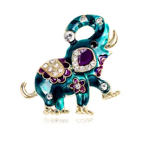 SISSLIA Creative Cute Pins for Women Fashion Exquisite Jewelry Clothing Animal Brooch Full Rhinestone Elephant Brooches