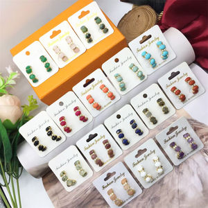 Offre Spéciale pierres précieuses goujons personnalisé quatre pierres plaqué or boucle d'oreille pavée cz noir rutile boucle d'oreille pour les femmes bijoux en gros - Product Image 4