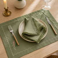 Napperons carrés modernes personnalisés en tissu teint et brodé réutilisables – Décoration de table haut de gamme pour hôtels, mariages, banquets et fêtes à domicile