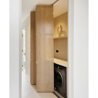 Dernier Design Portes Pliantes en Bois Massif à Lattes pour Intérieur de Maisons, Portes Coulissantes en Bois en Accordéon, Portes de Buanderie