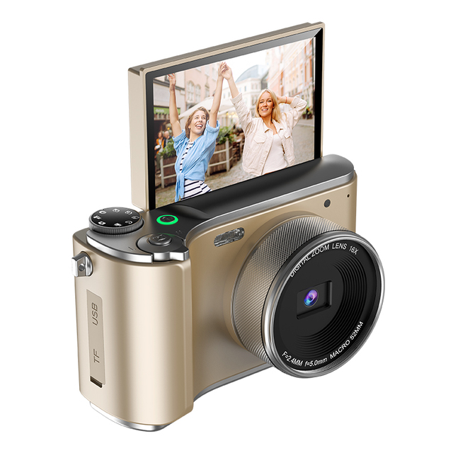 4K Ultra HD Digital Camera 64MP 180° Flip Screen AF Auto Focus Digital Zoom Electronic Anti-shake Vlog Camera With Flash Light