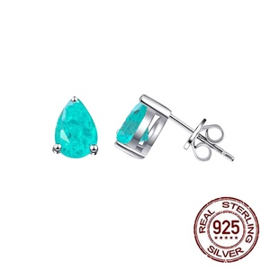 Boucles <span class=keywords><strong>d</strong></span>'oreilles classiques en <span class=keywords><strong>argent</strong></span> sterling S925 imitation tourmaline Paraiba, style brésilien populaire, pour femmes, bijoux fins - Product Image 6