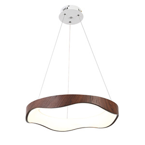 Lámpara colgante minimalista china QiaoSheng de madera de nogal ovalada con LED para la decoración del salón del hogar - Product Image 5