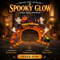 Arche géante d'Halloween pour l'extérieur, lanterne de festival avec citrouille et fantôme pour décorations d'entrée de parc à thème