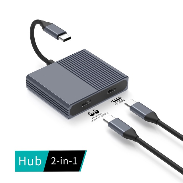 USB-C VR Hub 2-in-1 USB-C 4K60Hz Output Adapter Supporting 100W PD Charging for VR Headsets