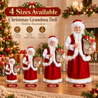 Figurine de Père Noël pour la fête de Noël, figurine de la Vraie Grande-Mère Noël tenant un sac cadeau, en velours rouge, décoration de table pour la maison, vente en gros, fabricant