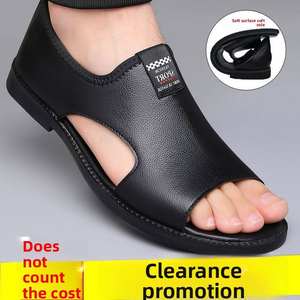 Sandalias Casuales Antideslizantes de Estilo Romano para Hombre, con Punta Cerrada, de Cuero Vacuno, Transpirables, Resistentes al Olor, con Suela Suave - Product Image 4