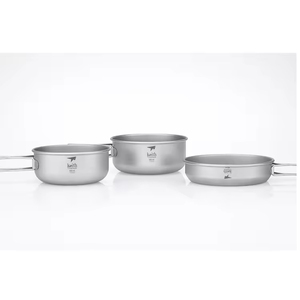 Ensemble de casseroles Keith Premium en titane - Capacité 500 ml/550 ml/680 ml, 2 casseroles, poignée pliable, légères, empilables pour l'extérieur - Product Image 3
