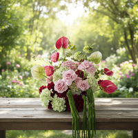 Nouvelles boules de fleurs artificielles en soie pour mariage, roses roses, hortensias rouges, verdure, amarantes, centres de table et décorations de table pour mariage