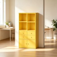 Étagère en métal avec tiroirs et portes de placard, meuble de rangement et d'organisation pour le salon