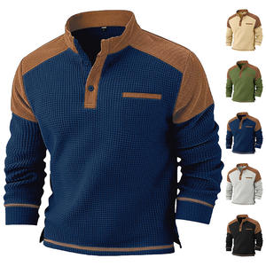 Sweat-shirt décontracté à col montant en maille gaufrée pour homme avec poche, respirant et idéal pour les loisirs - Product Image 1